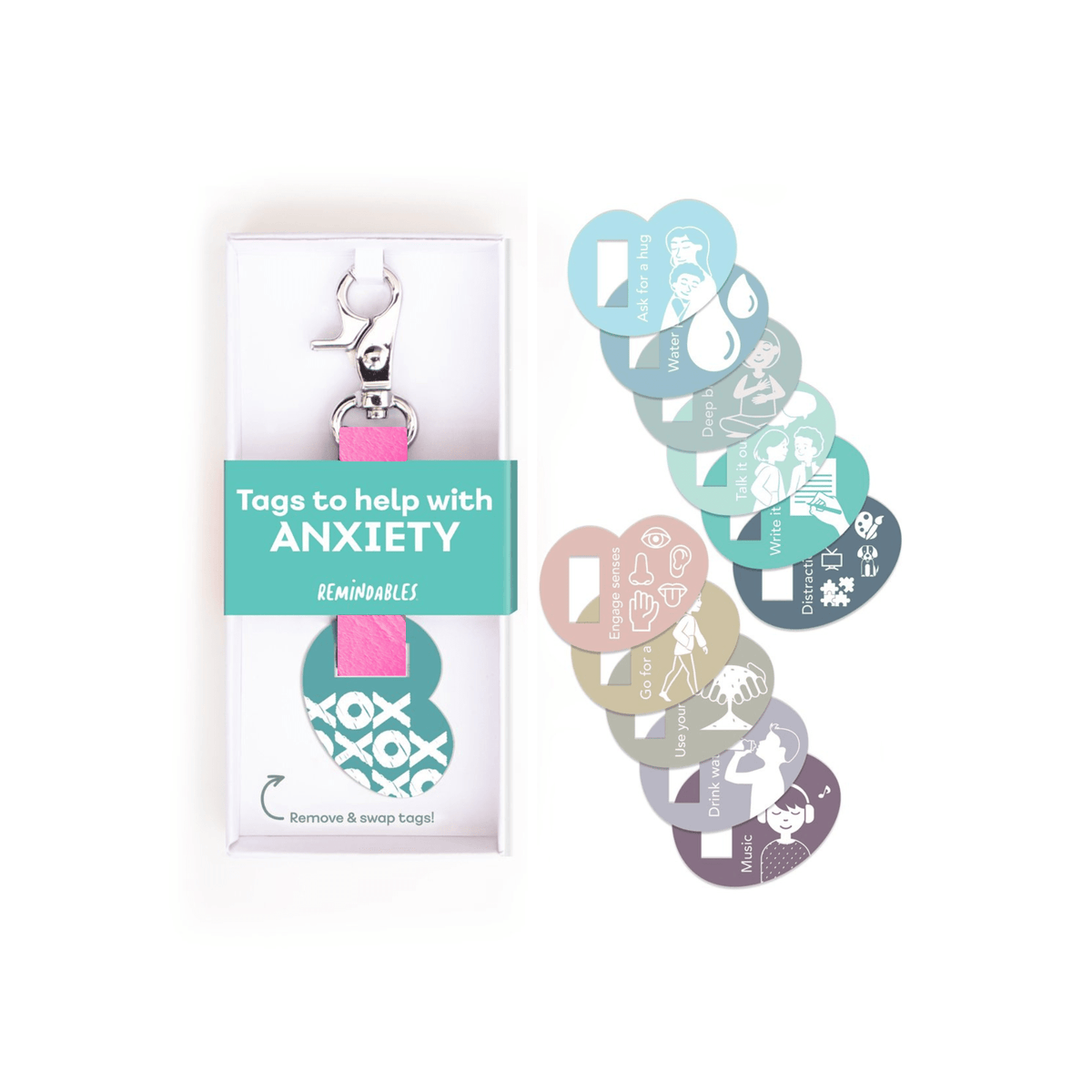 Remindables Kids Bag Tags Pink Bag Tags Anxiety Set | Pink