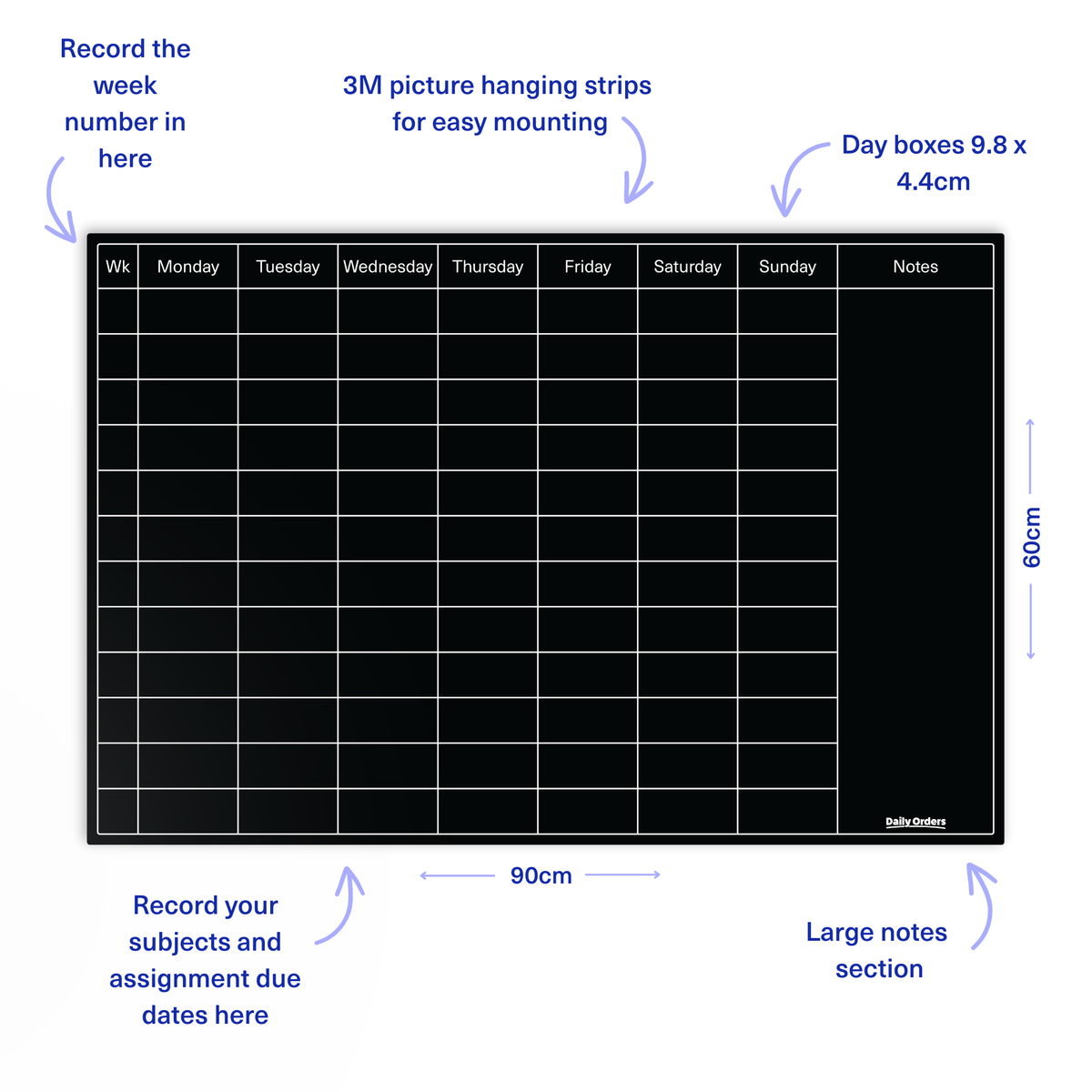 Daily Orders Planner M / Black Term Planner | Landscape | Black