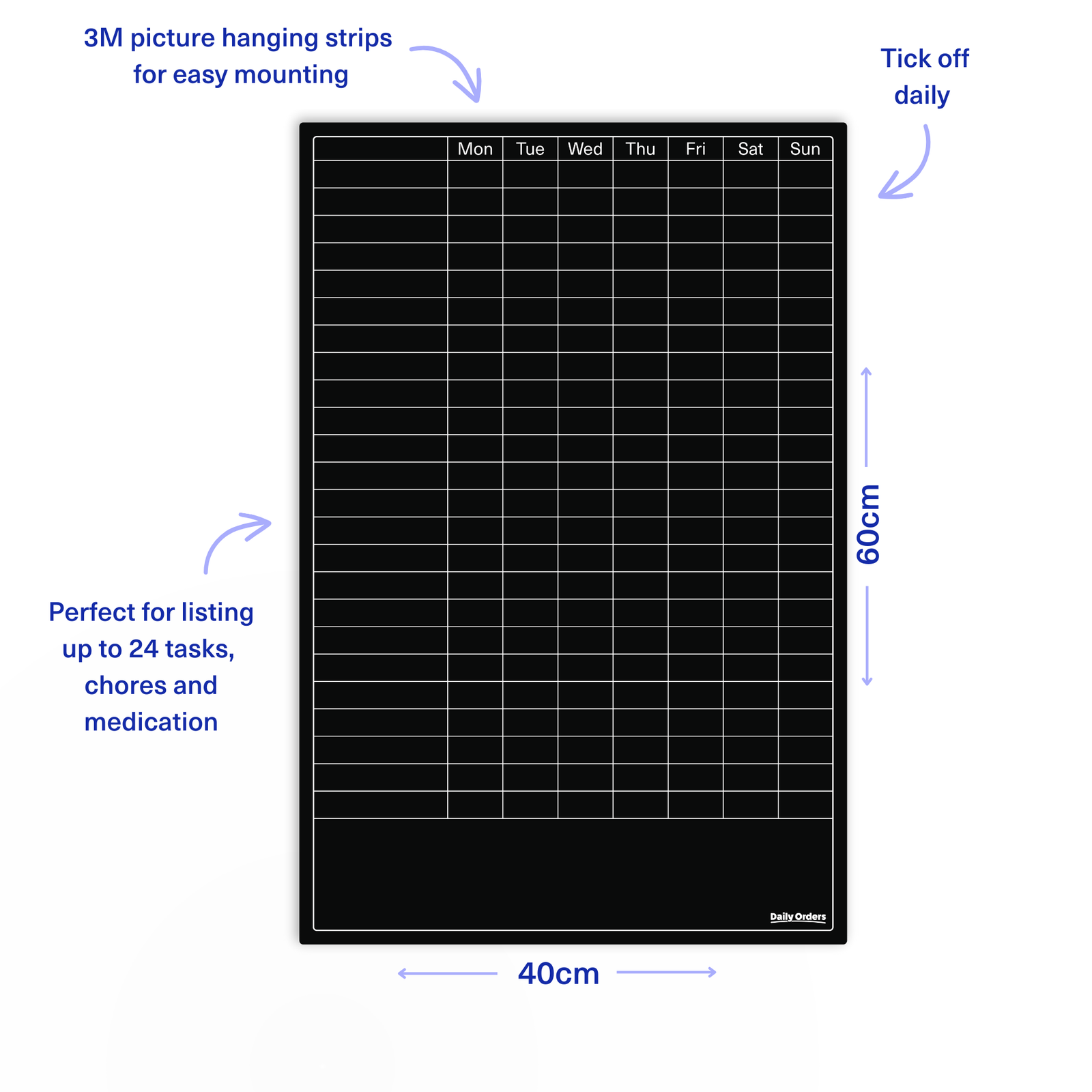 Daily Orders Planner To Do List Planner | S - 40x60cm / Black