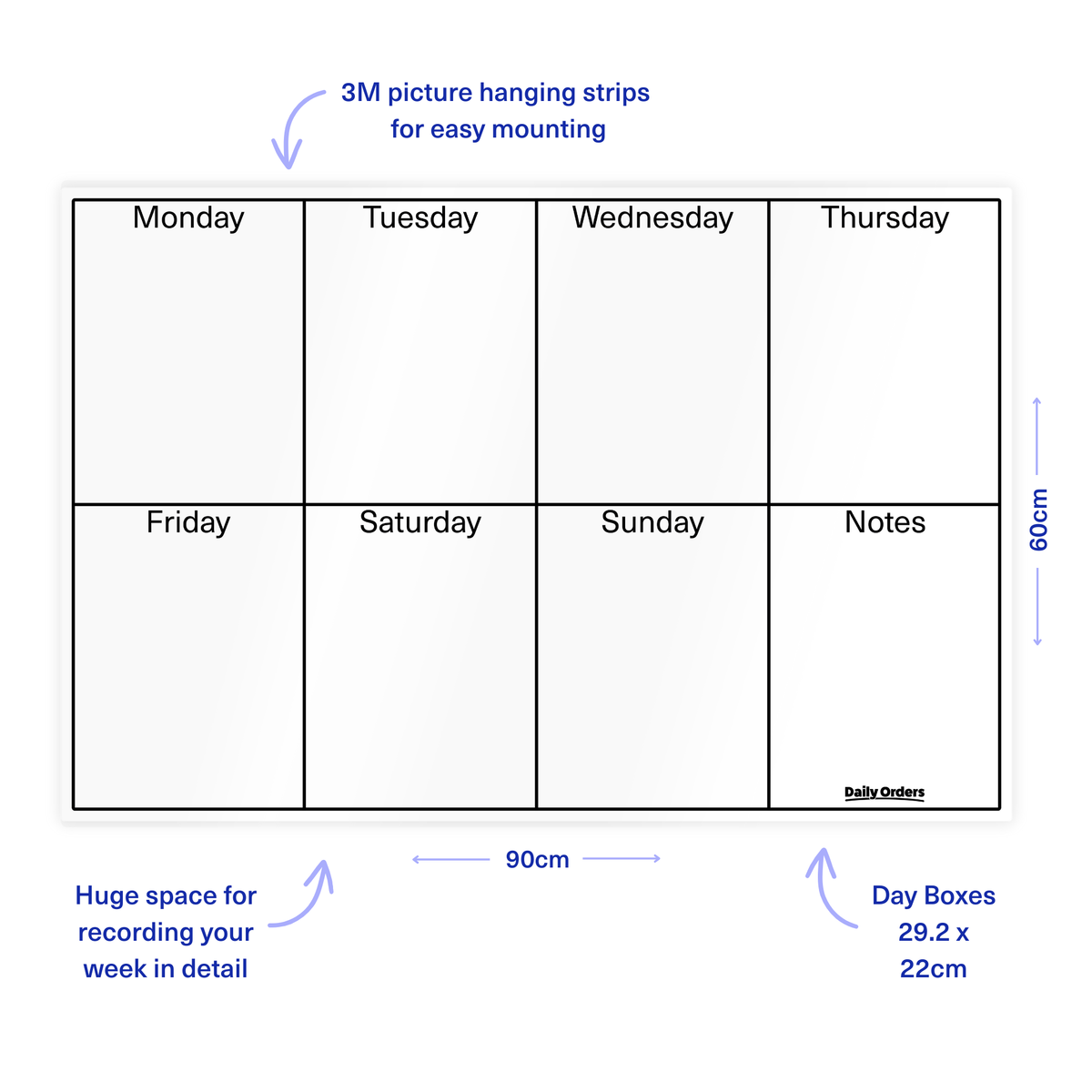 Daily Orders Weekly Wall Planner | M - 60x90cm / White