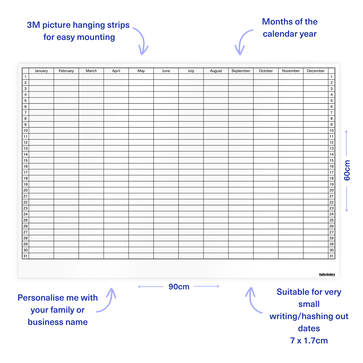Daily Orders Planner M / White Yearly Planner | Landscape | White