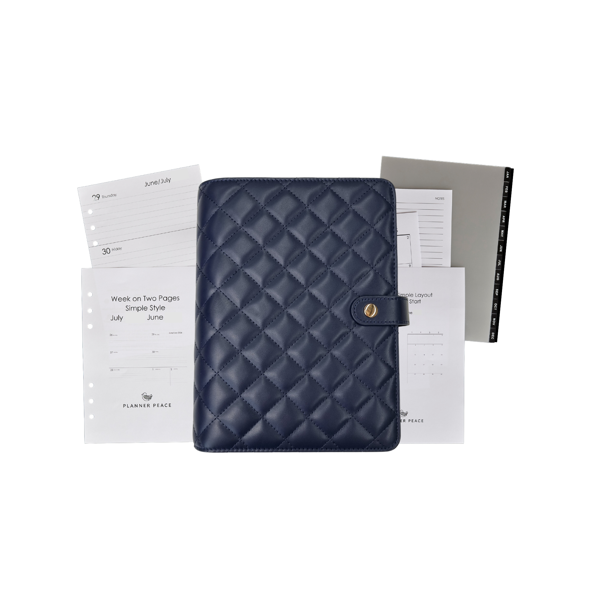 Planner Peace Diary Classic Navy Quilted Annual Planner A5 | Undated | Classic Navy Quilted