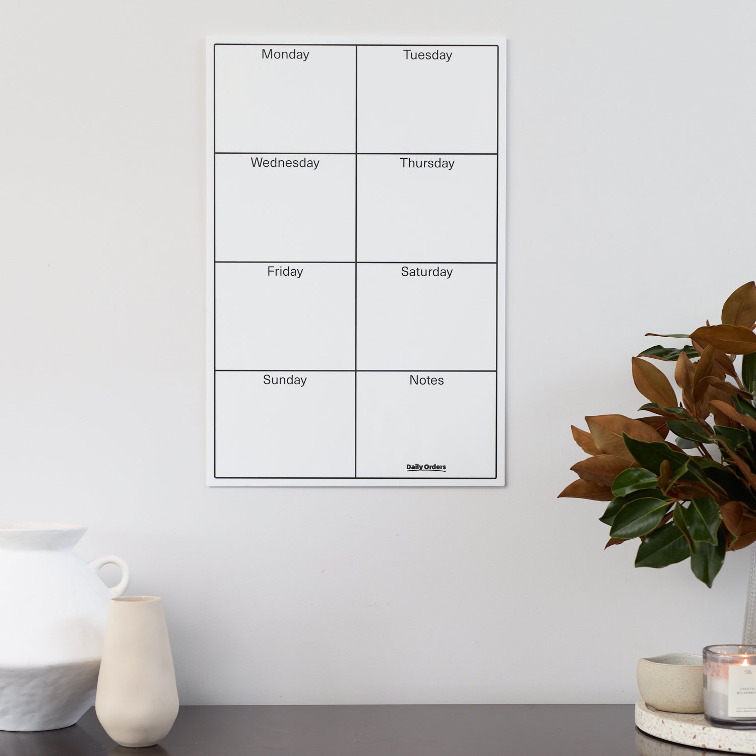 Daily Orders Weekly Wall Planner | S - 40x60cm / White