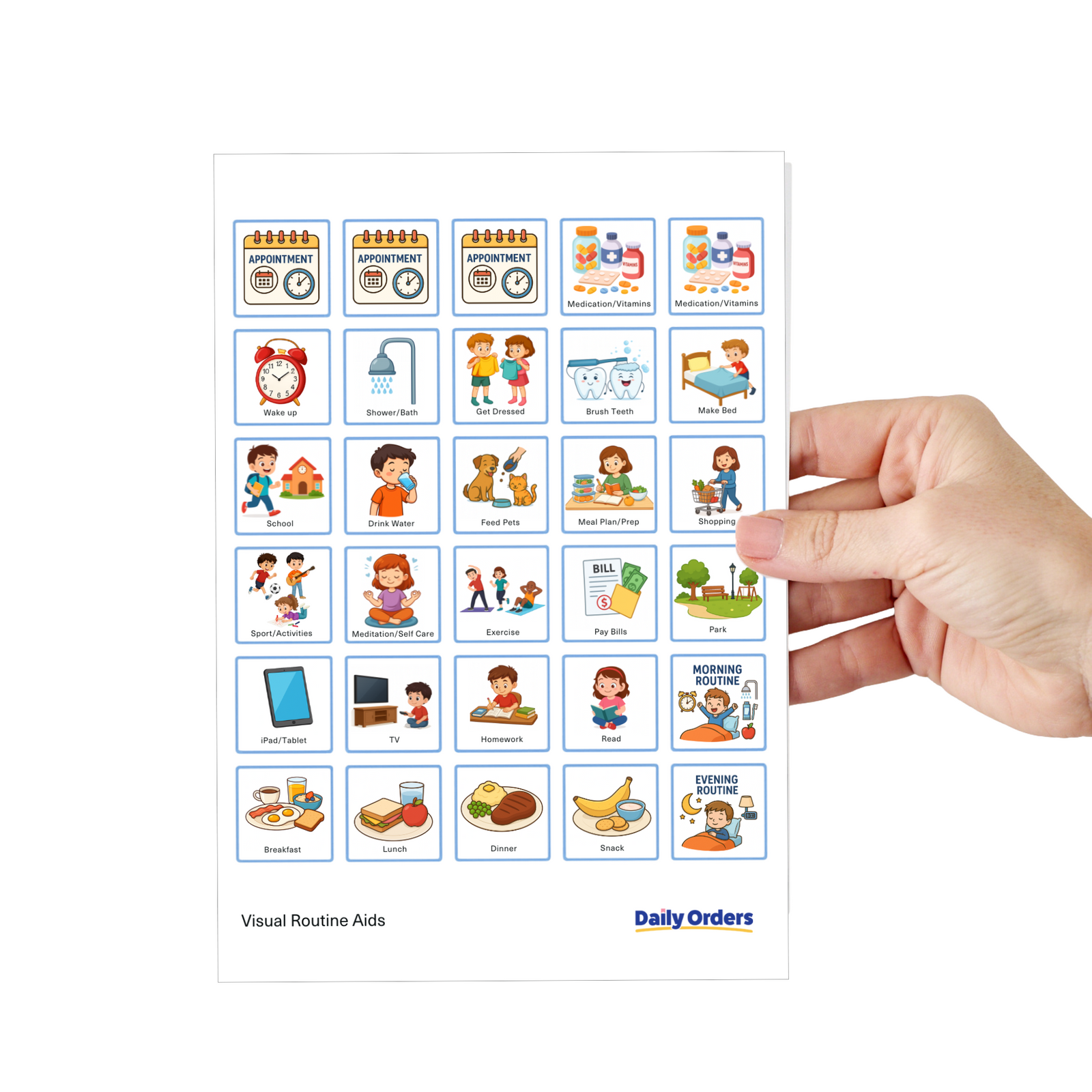 Daily Orders Static Cling Stickers Static Cling Stickers | Routine Visual Aids - S - A5