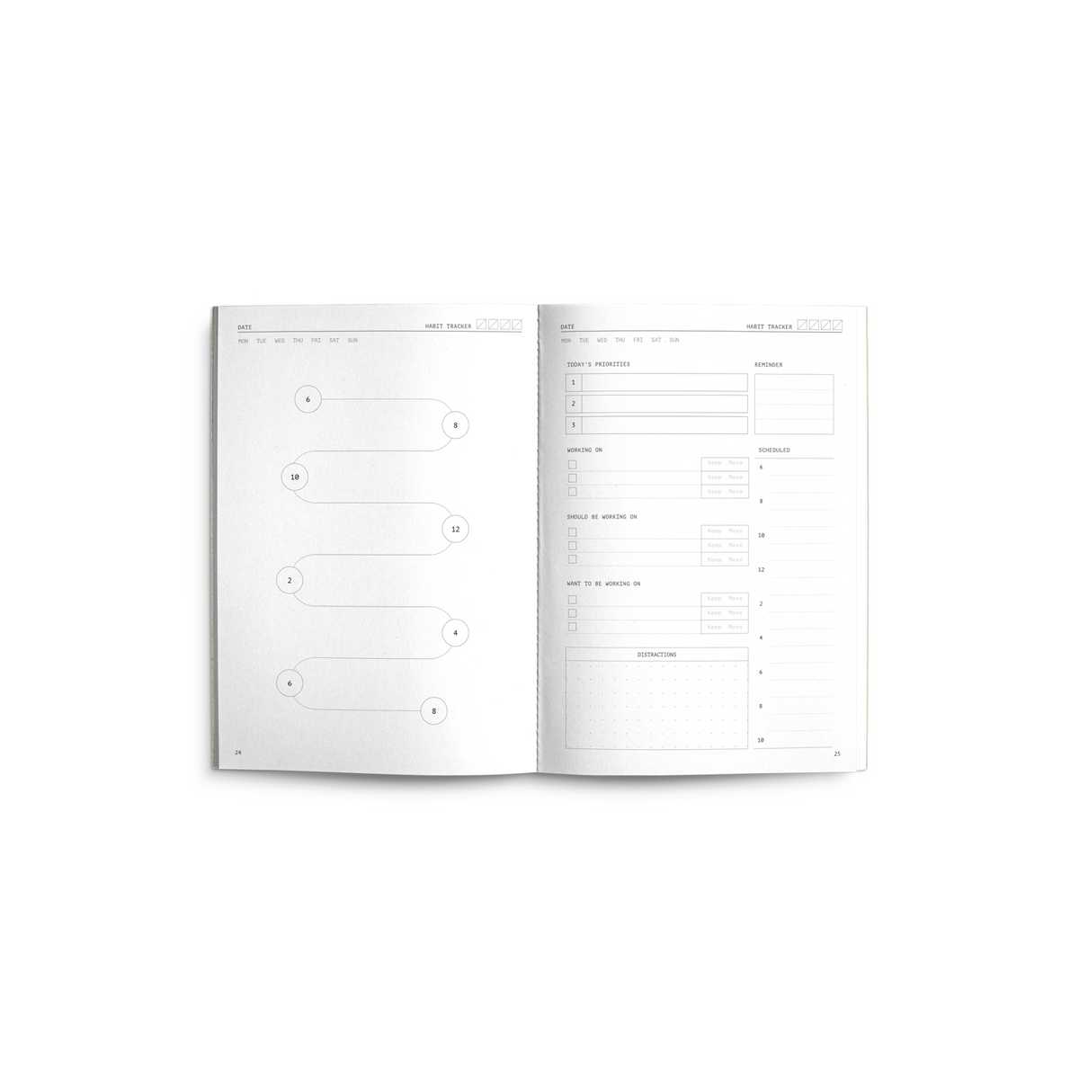 Fast Brain Daily Productivity Planner | Single Notebook | Eucalyptus