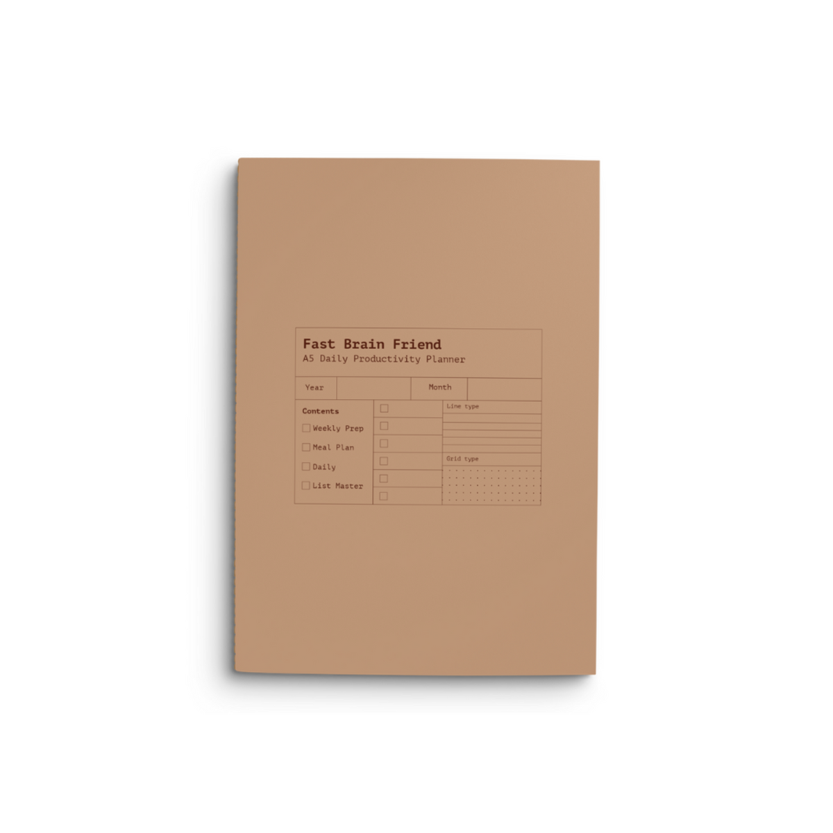 Fast Brain Daily Productivity Planner | Single Notebook | Caramel Fudge