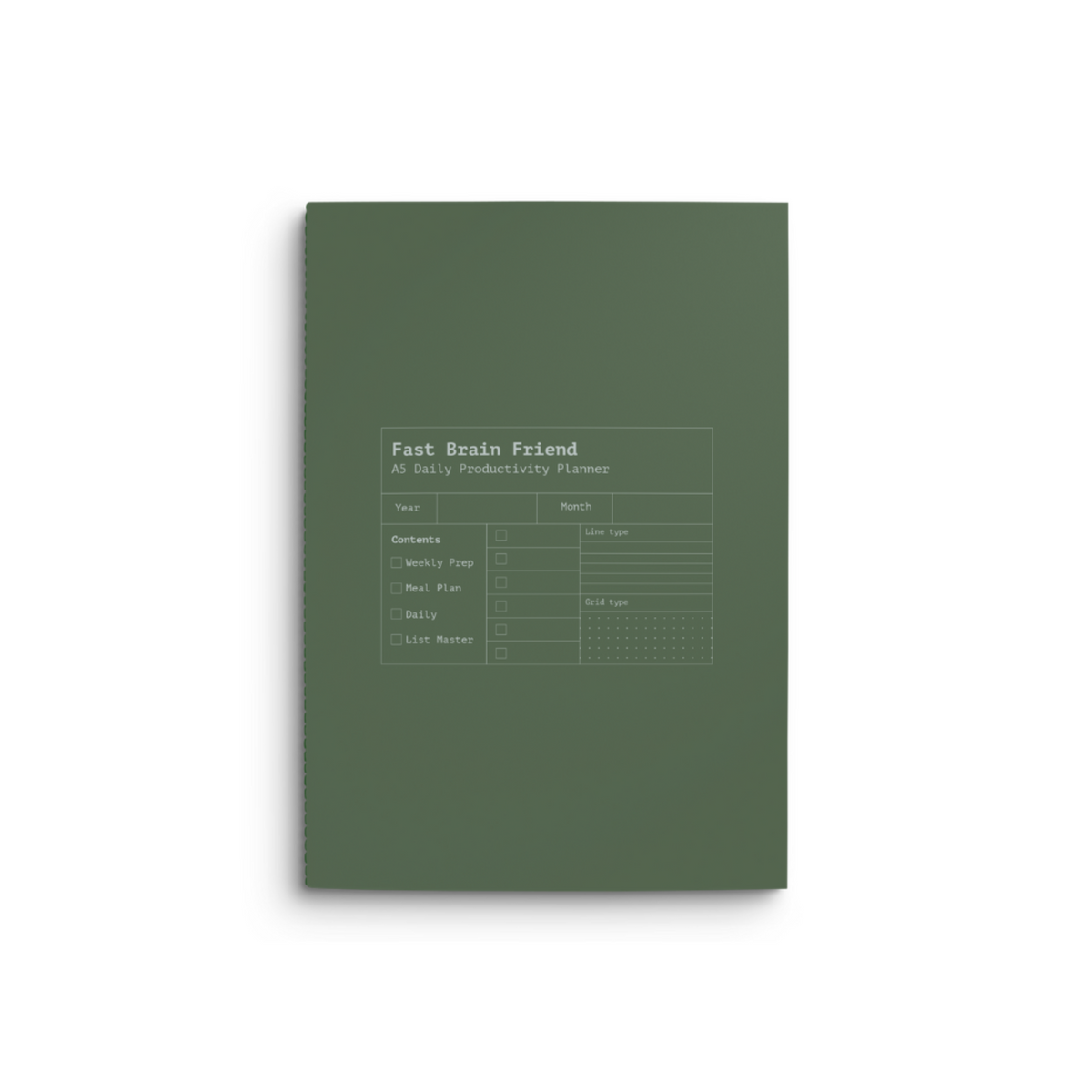 Fast Brain Daily Productivity Planner | Single Notebook | Eucalyptus