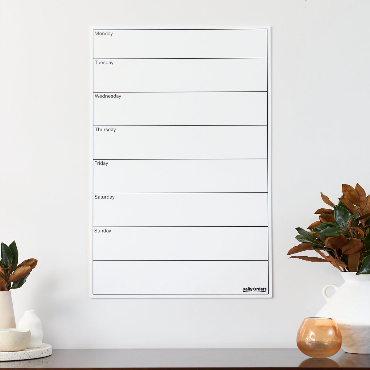 Daily Orders 7 Day Planner | M - 60x90cm / White