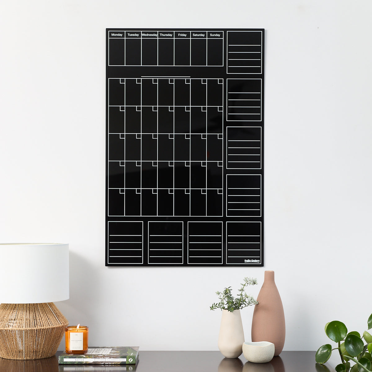 Daily Orders Command Centre Wall Planner | M - 60x90cm / Black