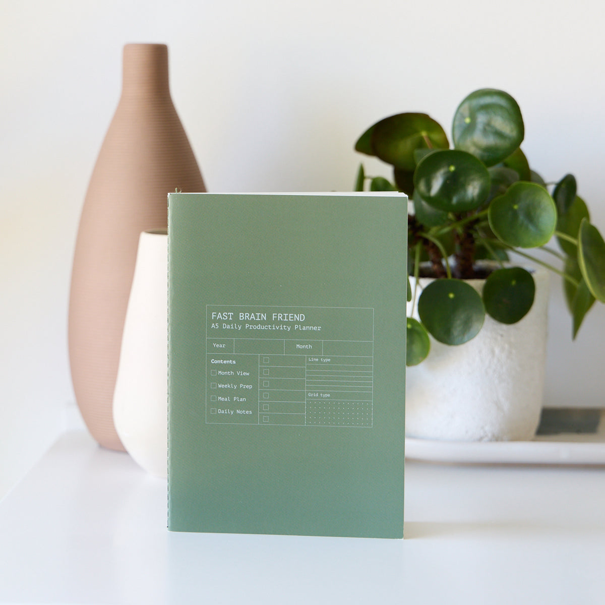 Fast Brain Daily Productivity Planner | Single Notebook | Eucalyptus