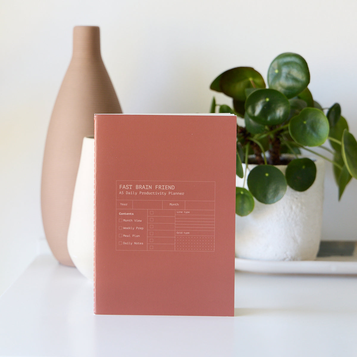 Fast Brain Daily Productivity Planner | Single Notebook | Terracotta