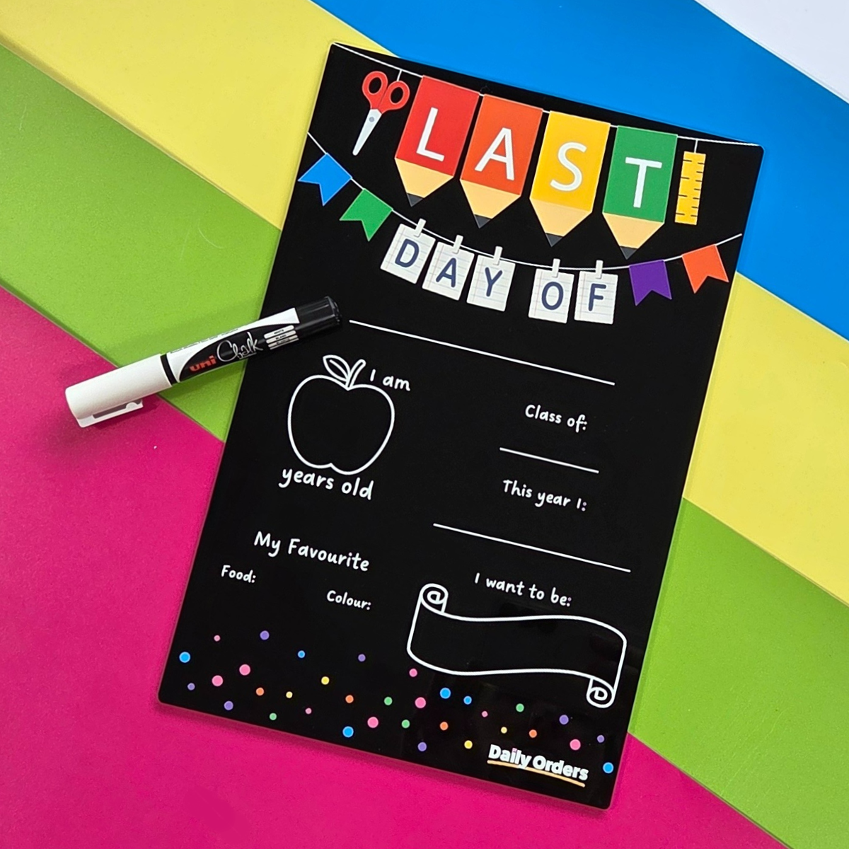 Daily Orders School Planner XS / Black First Day and Last Day of School - Double Sided | Portrait | Black