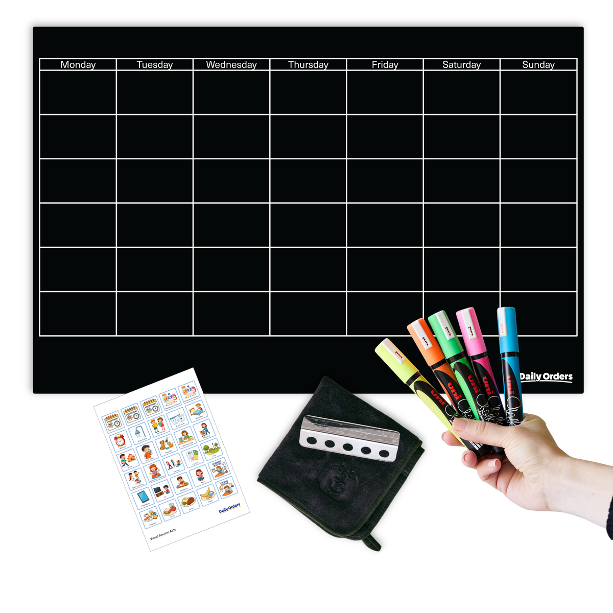 Daily Orders Monthly Planning Support Bundle | M - 60x90cm / Black