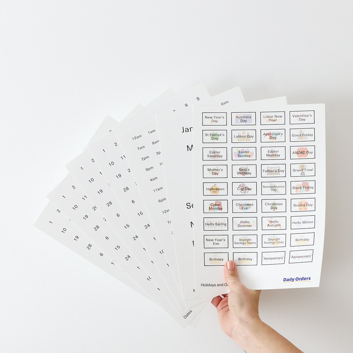 Daily Orders Static Cling Stickers Static Cling Stickers | Calendar Pack - L - A4