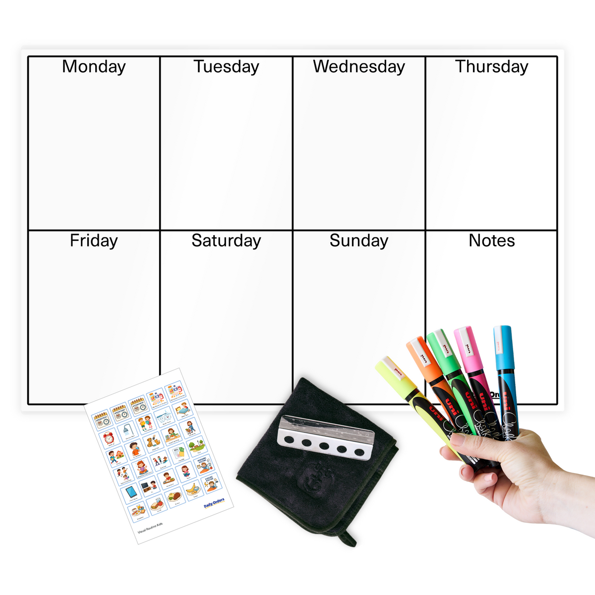 Daily Orders Weekly Planning Support Bundle | M - 60x90cm / White
