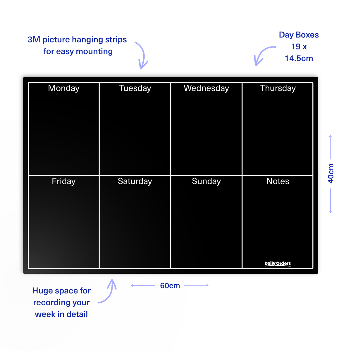 Daily Orders Weekly Planning Support Bundle | S - 40x60cm / Black